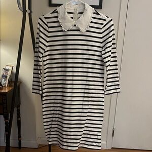 Kate Spade - Black and White Striped Dress with Peter Pan Collar